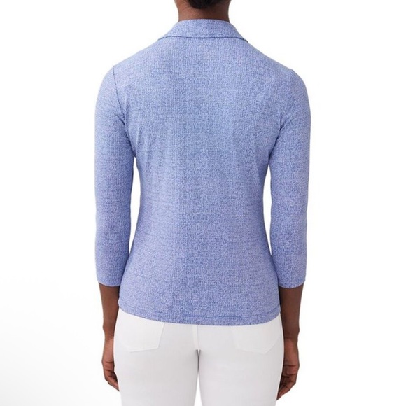 NEW J.MCLAUGHLIN 3/4 SLV AIDA KNIT TOP NAVY/BLUE - Picture 4 of 7